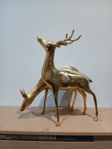 Vintage brass deer figurines - vintage,