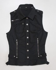 Women's LIP SERVICE Snap Up Vest Cyber Goth Punk Alternative Excellent cond  (S)