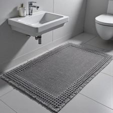 Waffle Bath Mat Grey Woven