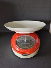 VINTAGE * WAYMASTER * ORANGE & WHITE KITCHEN SCALES WITH BOWL