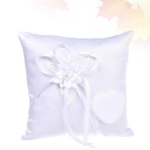 White wedding ring pillow - white,