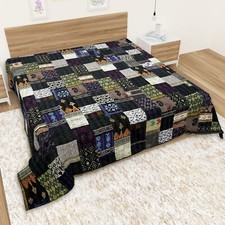 Indian Patchwork Handmade kantha Vintage Quilt Throw Silk Bedspread Blanket Boho