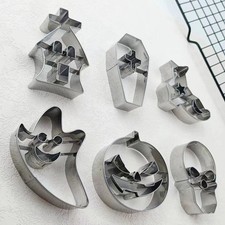 6Pcs Stainless Steel Biscuit Cutters Halloween Cookie Cutter Ghost Pumpkin Skull