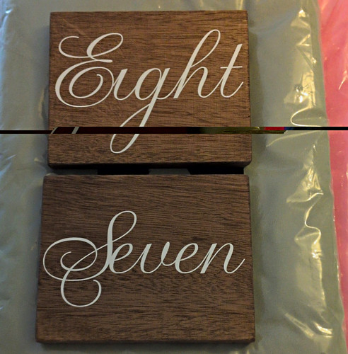 Rustic wooden table signs - table,