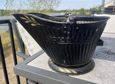 Vintage Reeves Coal Ash Bucket Hand Painted Antique Reeves Galvanized Ash Bucket