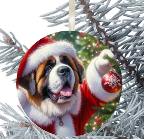 Bernard dog hanging bauble - st,