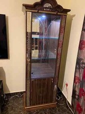 New Venus Italian Walnut High Gloss Finish  1 Door Display Cabinet