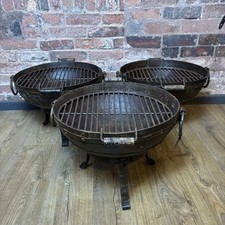 45cm Indian Fire Pit With Stand & Grill - Handmade Fire Bowl Kadai BBQ