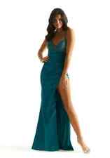 Mori Lee 49038 Teal Cut Away Satin Sequin Prom Dress UK Size 12 Bnwt