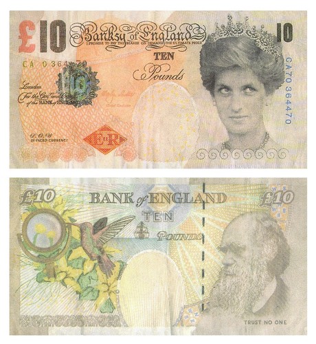 Banksy faced tenners - banksy,