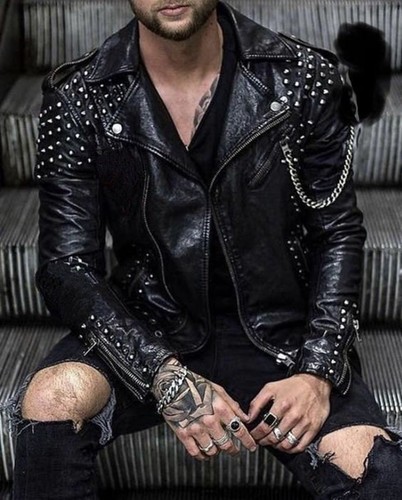 Men black studded cowhide - men’s,