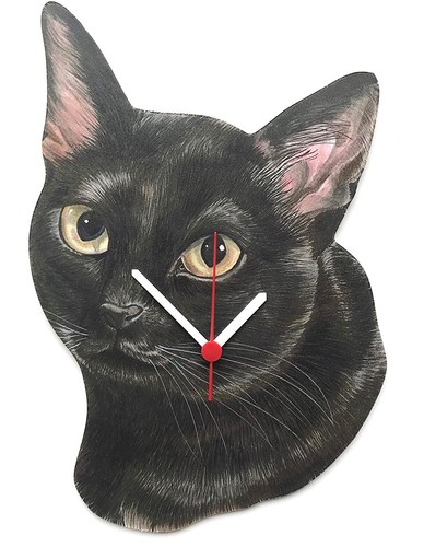 Black cat clock - -,