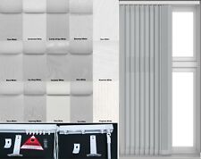 WHITE VERTICAL BLINDS COMPLETE SET DIM-OUT FABRIC HEADRAIL HANGERS WEIGHTS CHAIN