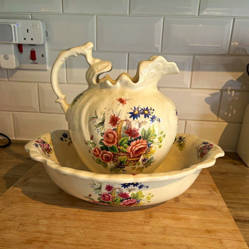 Ceramic floral jug - floral, &