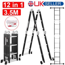 3.5M 12 IN 1 Heavy Duty Aluminium Combination Step Ladder Foldable Multi-Purpose