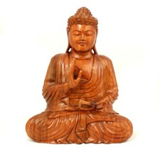 32cm Wooden Vitarka Mudra Buddha Statue Hand Carved Gift Idea Home