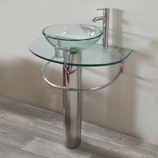 Brand New Oval Glass Pedestal