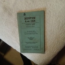 Austin A.40 Car Parts List
