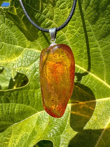Natural amber pendant - natural, /
