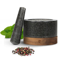 Mortar with pestle made of granite & wood spice mortar Mortar and Pestle Ø11 cm