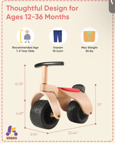 Kriddo balance bike - bike, 12-36