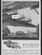 ARMSTRONG SIDDELEY MOTORS LTD ENGLAND 1947 PYTHON MAMBA 6 ENGINE AIRLINER AD