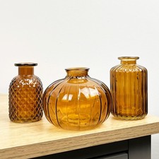 Coloured Glass Bud Vase Set of 3 Small Vintage Wedding Table Decorations Gift