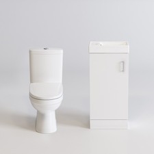 Vanity Unit Sink Basin Close Couplet Bathroom Toilet WC Unit Cloakroom Set White