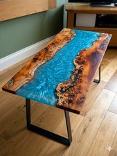 Blue epoxy resin coffee table - epoxy,