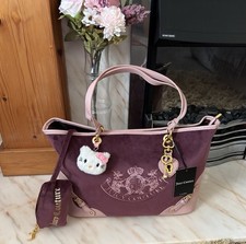 Juicy Couture Nuova Purple Bordeaux  Twin Scottie Dogs Twig Velvet Handbag Bag