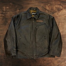 Vintage Schott Bros NYC Leather Bomber Jacket Mens XXL Army Lieutenant Black