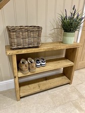 Rustic Wooden Shoe Bench - Handmade from Reclaimed Wood - Narrow Storage Unit