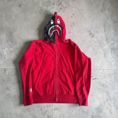 Red bape shark hoodie - hoodie, xxl