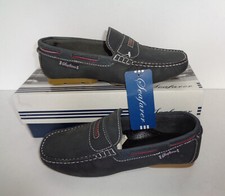 Mens Leather Casual Navy Slip