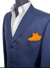 NEAR MINT HUNTSMAN & SONS SAVILLE ROW NAVY SUIT JACKET SZ 42L ENGLAND