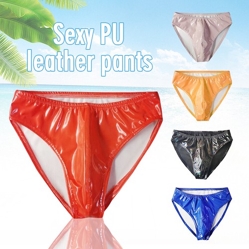 Men leather wet - look, glossy