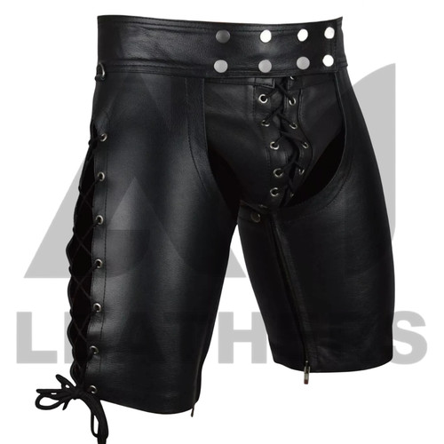 Mens real leather chaps shorts - mens,