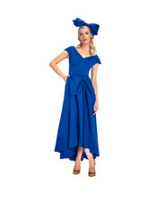 Kevan Jon Safia Flare Cape Dress in Cobalt UK12 RRP £435
