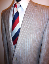 Magee Boating Blazer Beige Blue Stripe Regatta Jacket 42L Sport Coat Rowing