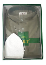 Coloured Mens Arab Collar Thoub- Jubba - Thobe - FREE Prayer Hat Size 54-60 (C)