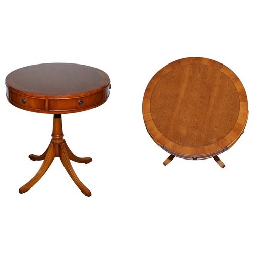 Vintage yew wood circular drum - yew,