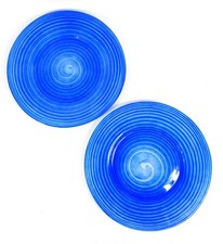Pair Of Adrian Sankey Cobalt Blue Swirl Effect Decorative Plates