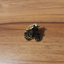 Vespa scooter pin badge. Black & Gold Metal Enamel (Mods or Scooterist )