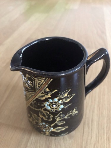 Vintage black glazed milk jug - vintage,