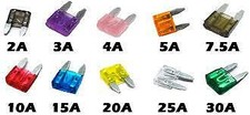 10 x Assorted Mini Blade Fuses (11mm x 15mm) o/e spec for Motorbike H