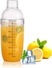 Cocktail Shaker 350ML Plastic Resin Transparent Drink Shaker Bottle with Scale a