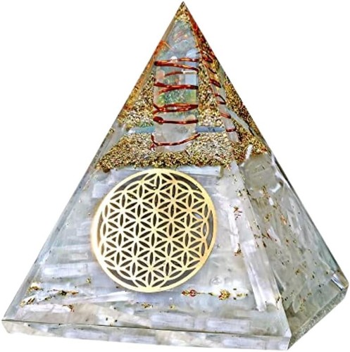 Glow selenite crystal pyramid - selenite,