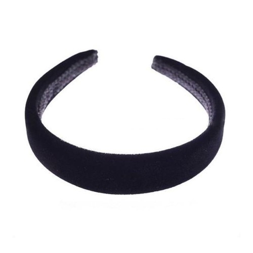 Black padded aliceband velvet - black,