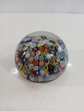 Vintage 1970s Strathearn  Closepack Millefiori Glass Paperweight Unusual colours