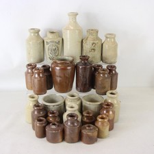 Antique Stoneware Bottles Jars Job Lot 28x Ink Cream Preserves Chemist - EHB